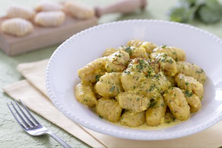 Gnocchetti met ham en saffraan