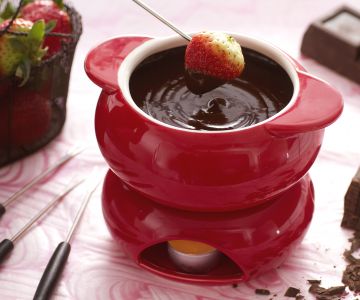 Chocoladefondue met aardbeien