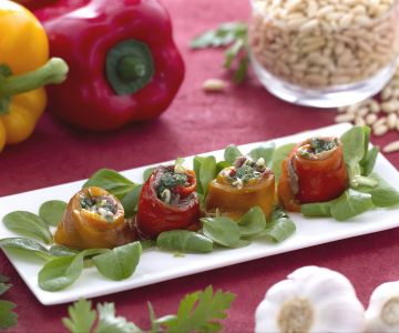 Geroosterde paprikareepjes met ansjovis en kruiden