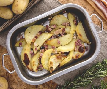 Geroosterde aardappelpartjes met spek