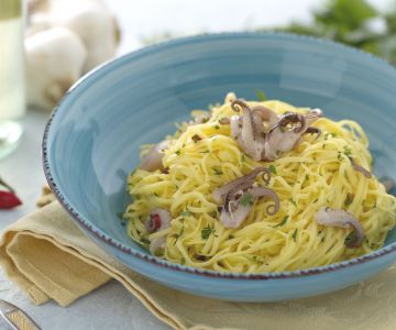 Tagliolini met baby-octopus