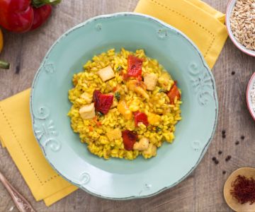 Rijst, Gort en Spelt in Paprika en Tofu Saus