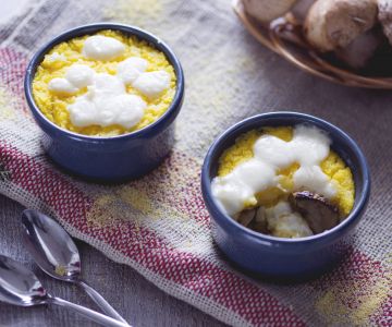 Gegratineerde polenta met eekhoorntjesbrood