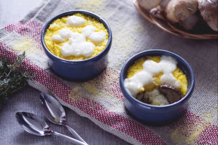 Gegratineerde polenta met eekhoorntjesbrood