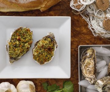 Gegratineerde oesters met ansjovis en kappertjes uit Pantelleria