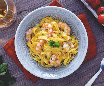 Fettuccine met garnalenroom en cognac