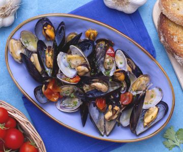 Gebakken mosselen en venusschelpen