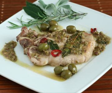 Varkenslapjes met olijven