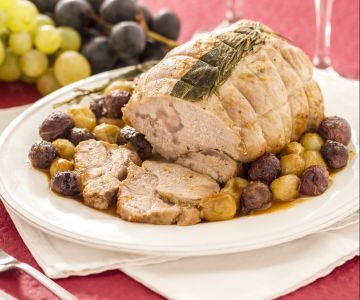 Kalfsvlees gebraad met druiven