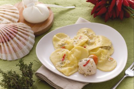 Burrata harten met coquillesaus