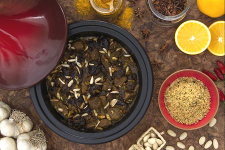 Lam Tajine met Pruimen en Amandelen