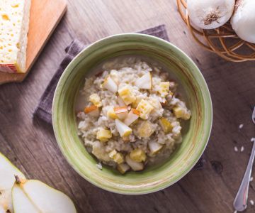 Risotto met pannerone en peren