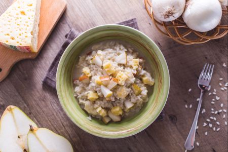 Risotto met pannerone en peren