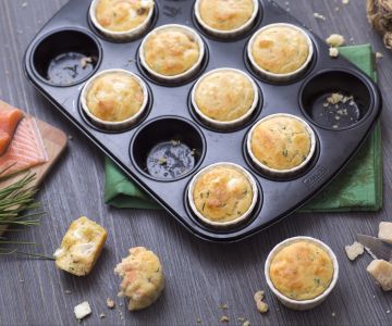 Muffins met feta en zalm