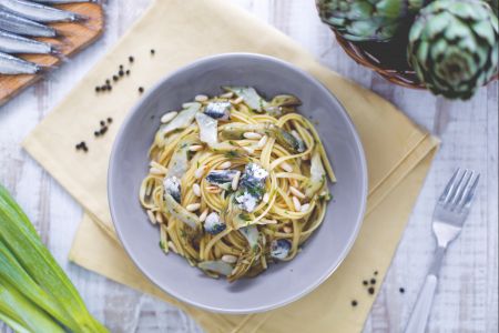 Bavette met artisjokken en sardines