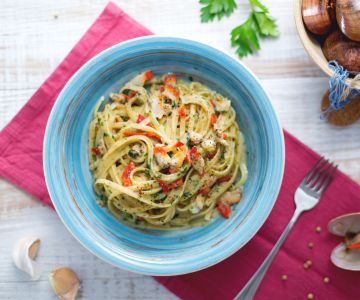 Tagliatelle met artisjokken en mesheften