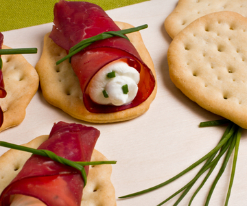 Schiacciate met Bresaola Rolletjes