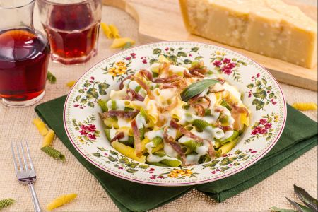 Maccheroncini met culatello en Parmezaanse room