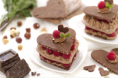 Chocolade en frambozenhartjes