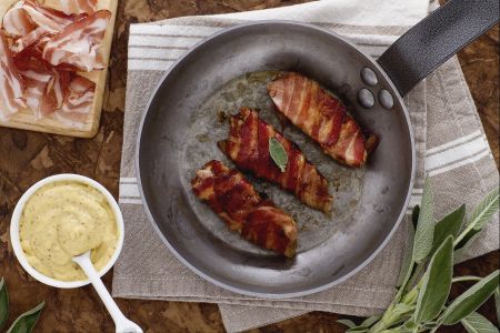 Kalkoen- en spekrolletjes