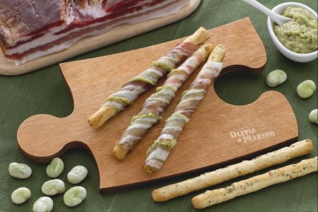 Snoepjes met tuinbonenpuree en spek