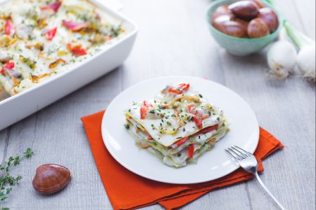 Lasagne met venusschelpen