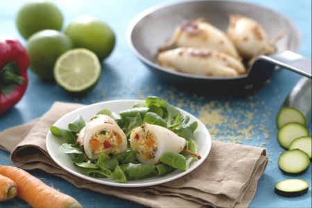 Gevulde calamares met couscous