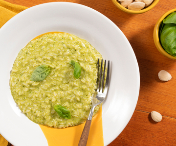 Risotto met courgettepesto en geitenkaas