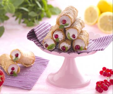 Filo cannoli met rood fruit meringue