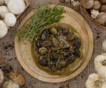 Mini-tatin met paddenstoelen