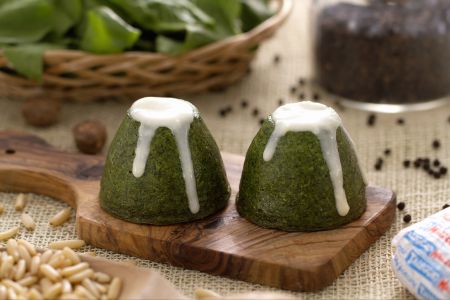 Flan van spinazie en taleggio