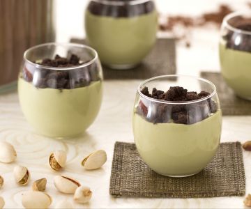 Romige pistache met cacao crumble