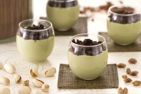 Romige pistache met cacao crumble