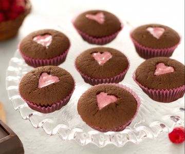Chocolade Cupcake met Roze Hart