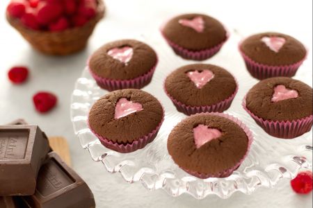 Chocolade Cupcake met Roze Hart