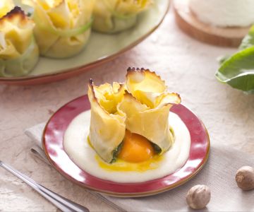 Verse pastatas met vloeibare eidooier