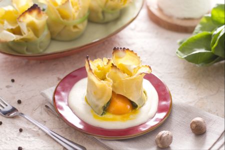 Verse pastatas met vloeibare eidooier