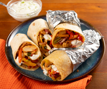 Kipfajita's met gerookte spekblokjes