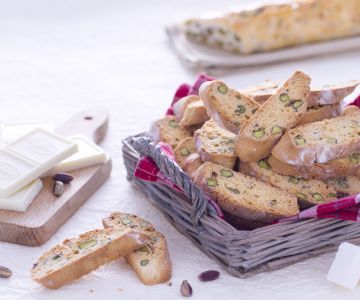 Pistache en witte chocoladecantuccini