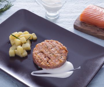 Zalmburger met Eivrije Mayonaise en Gebakken Aardappelen