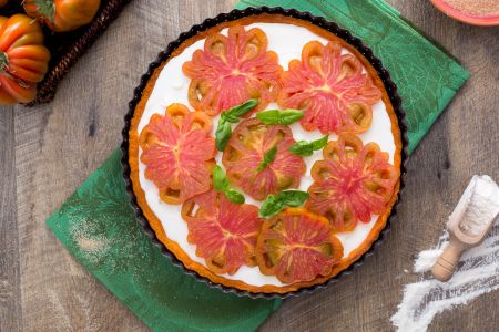 Tomatentaart met stracciatella