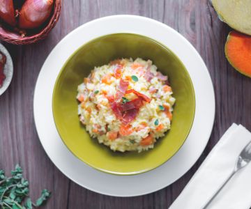 Risotto met ham en meloen