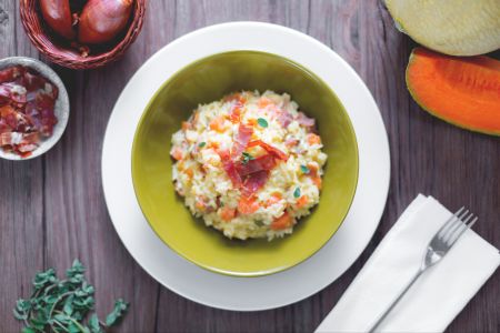 Risotto met ham en meloen