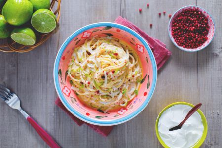 Vermicelli met limoen en roze peper