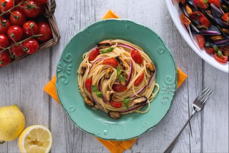Spaghetti met mosselen op Catalaanse wijze
