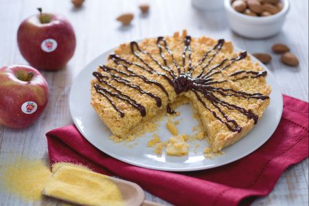 Appelcrumble met chocoladesaus
