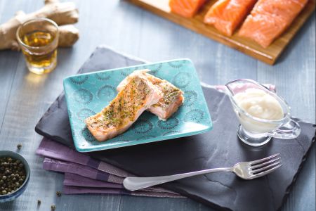 Zalmfilet met groene peper en gember-limoen