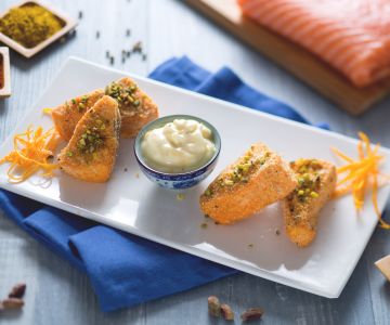 Krokante gekruide zalmhapjes