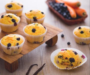 Wortel-blauwebessenmuffins