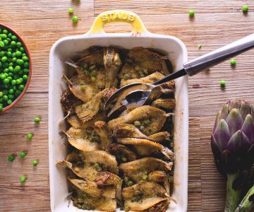 Gestoofde Alaccia met Artisjokken en Erwten